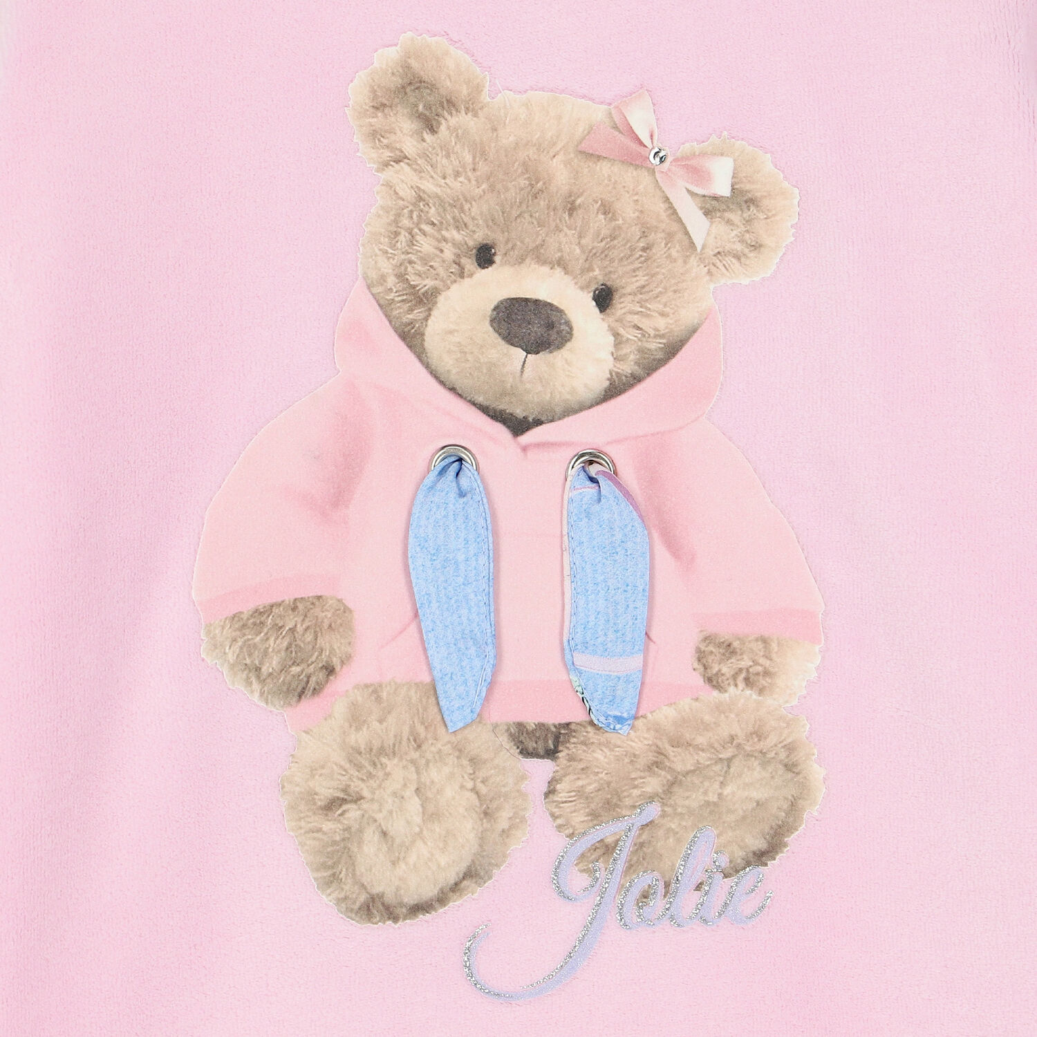Girls Pink Teddy Hooded Dress, 1, hi-res image number null
